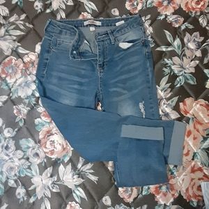 Mid rise light blue denim jeans